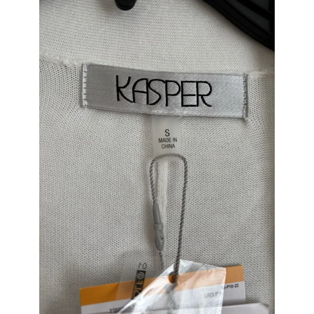 KASPER WOMEN'S CARDIGAN SWEATER SIZE SMALL WHITE RETAIL $89.00  COTTON/VISCOSE